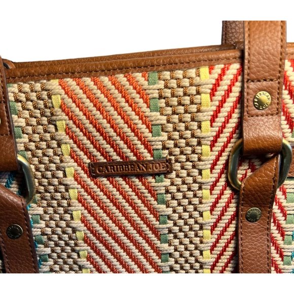 Caribbean Joe Purse Shoulder Bag Zip Closure Woven Purse - Picture 8 of 9